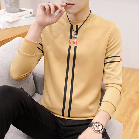 Spring and Autumn New mens printed long-sleeved T-shirt