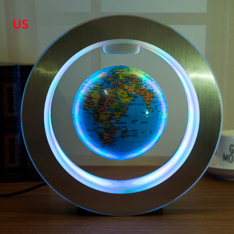 Round LED World Map Floating Globe Magnetic Levitation Light Anti Gravity